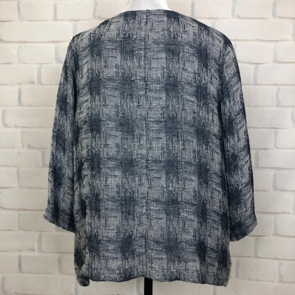 J Jill Pure Jill Linen Blend Blouse Petite Size PM Blue Gray - Picture 3 of 9
